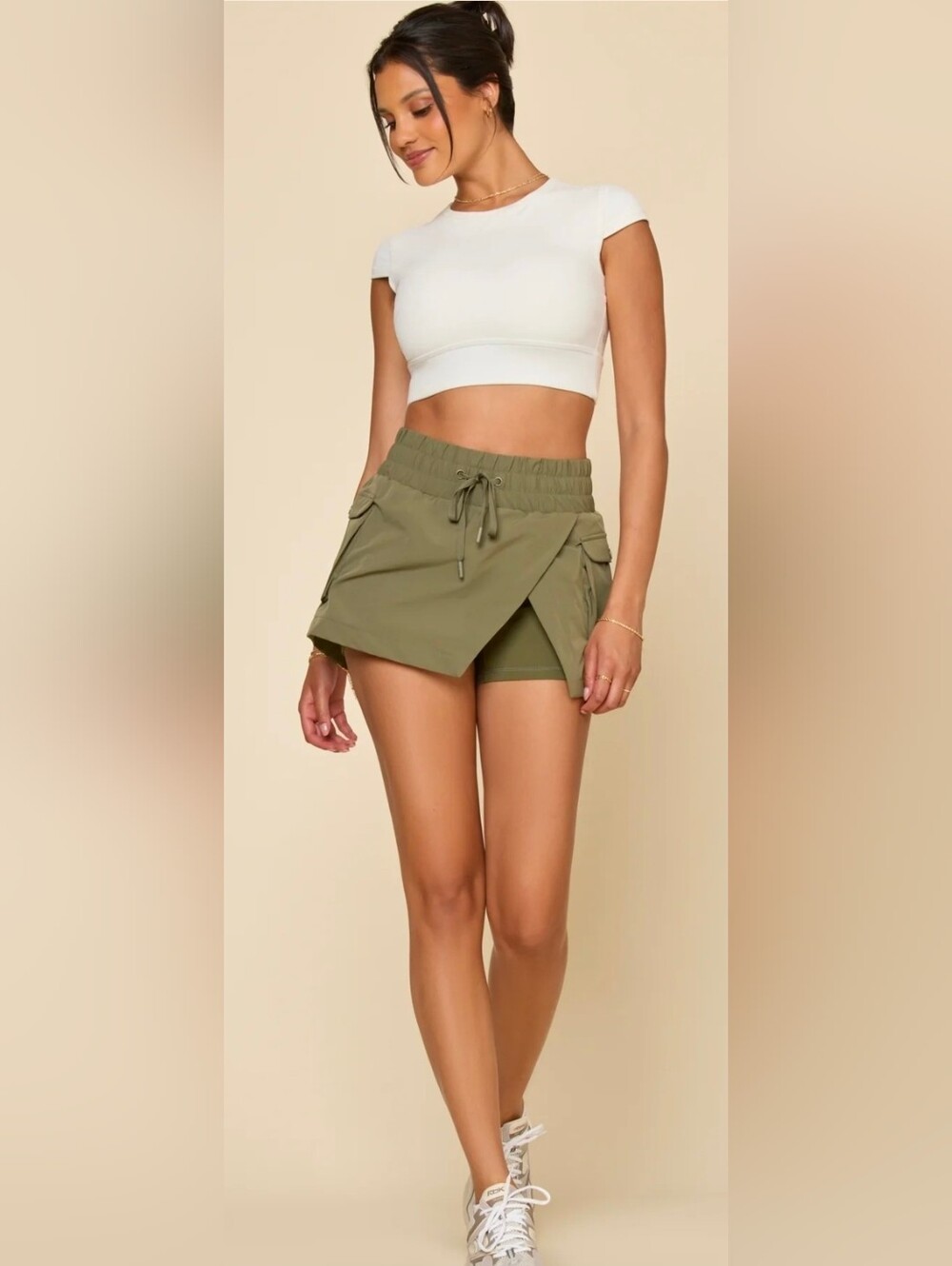 POPFLEX Superskort Dark Olive Utility Hiking Athletic Skort XXS NWT